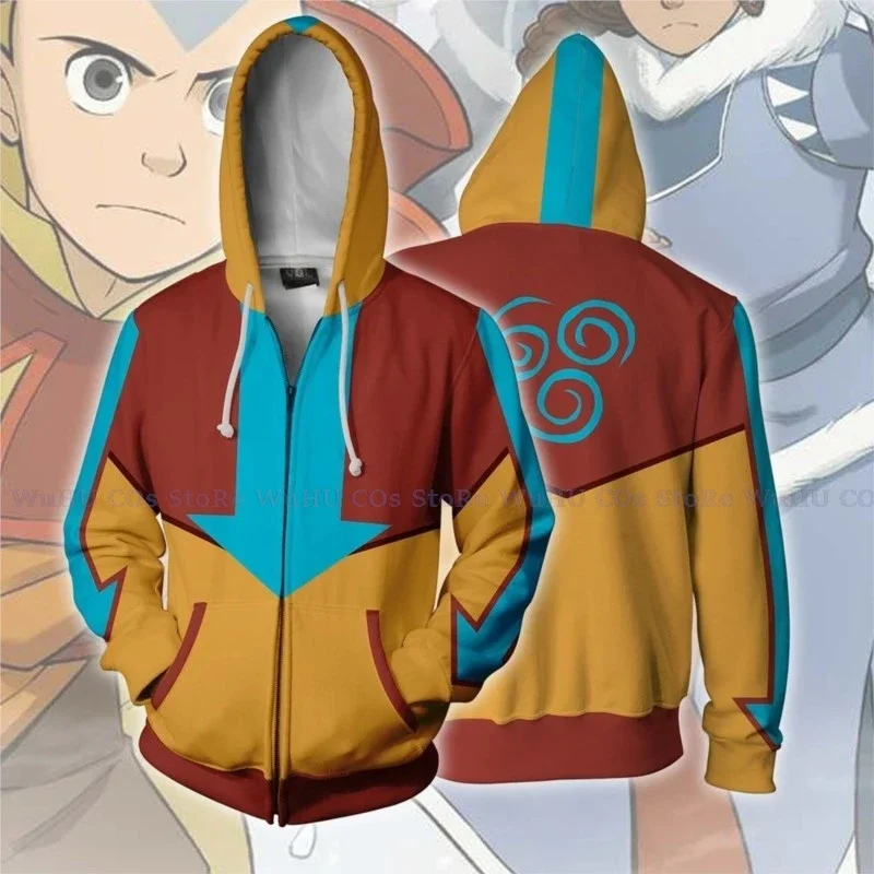 

Аниме Аватар Последний аirbender Katara Fire Nation Aang косплей костюм на молнии толстовка с 3D принтом пальто Для Взрослых Пальто Hallowen