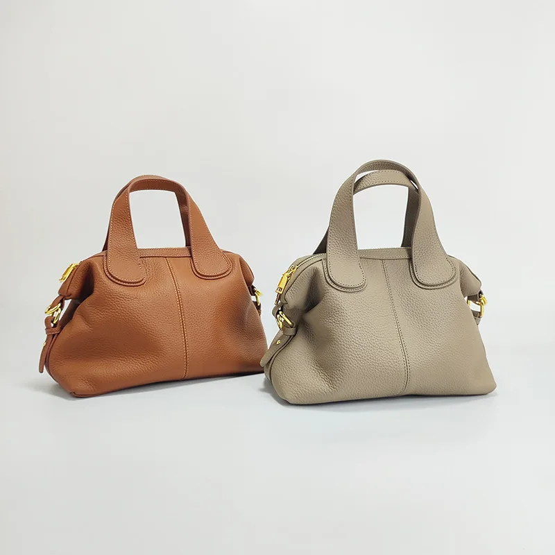 Genuine Leather Women's Large Capacity Top Layer Cowhide Luxury Designer Handbag Crossbody High-end Dumpling Shiling Bag Purse