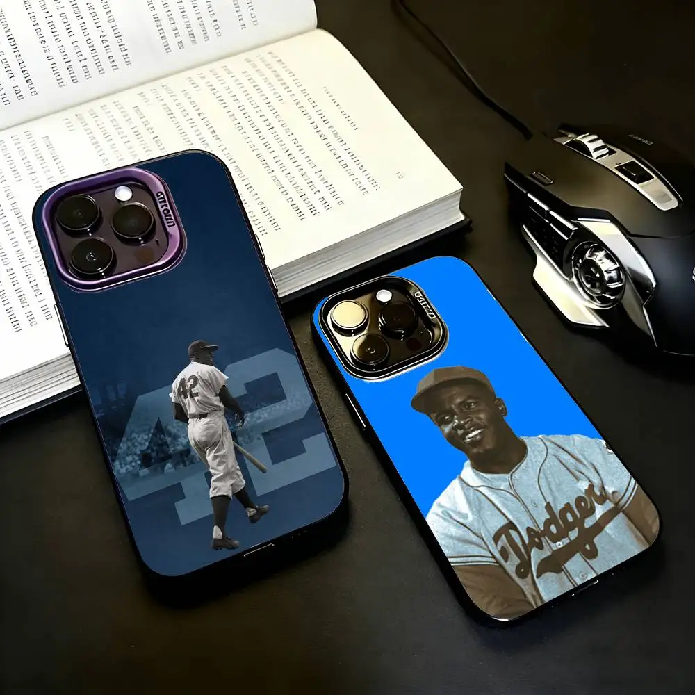 

J-Jackie R-Robinson Phone Case For iPhone17,16,15,14,13,12,11 Plus,Pro Max Black Candy silver phone case