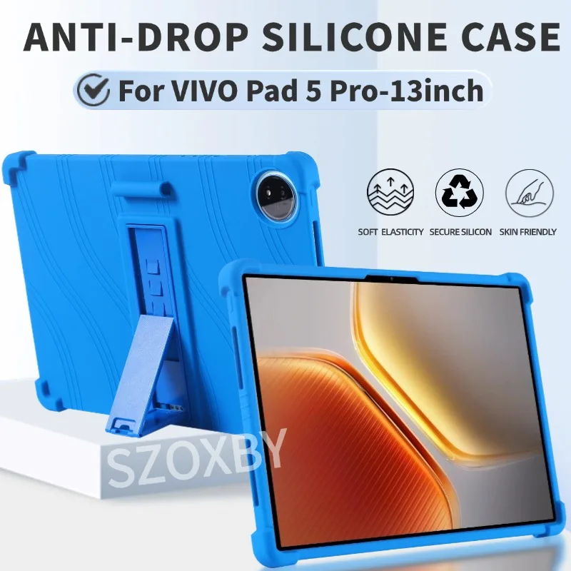 

For Vivo Pad 5 Pro 2025 Tablet 13 inch Shockproof Cover VIVO PA2573 13" Soft Silicon Stand Protective Shell