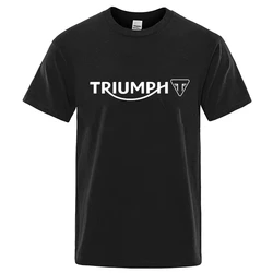 Retro Triumphs Motorcycle Rider Print T-Shirt Men Women Short Sleeve Tee Fashion Brand Cotton Oversized Summer Tshirts Clothing