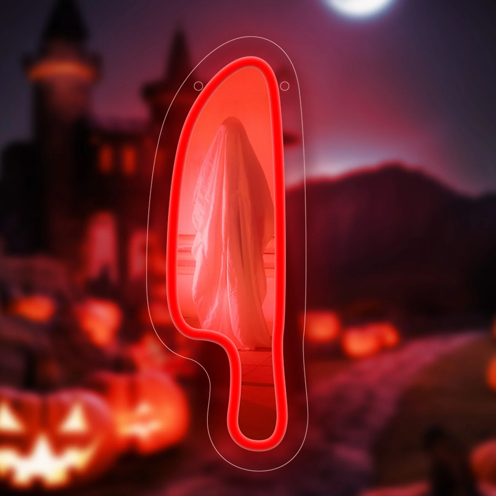 

Bed Sheet Ghost Neon Sign LED Dimmable Neon Light Terror Atmosphere for Bedroom Party Shop Restaurant Decor Halloween Gift