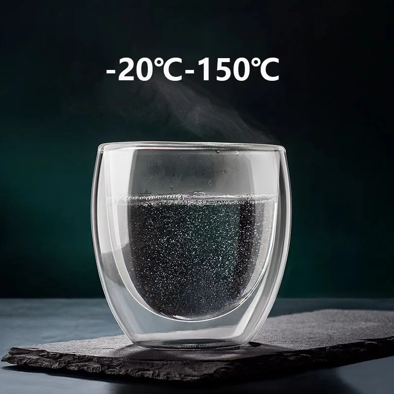 2/4/6pcs Screw Thread Espresso Cups Set Double Wall Glass Coffee Mugs Set 80ml Shot Glass Insulated Teacup Coffee Accessories