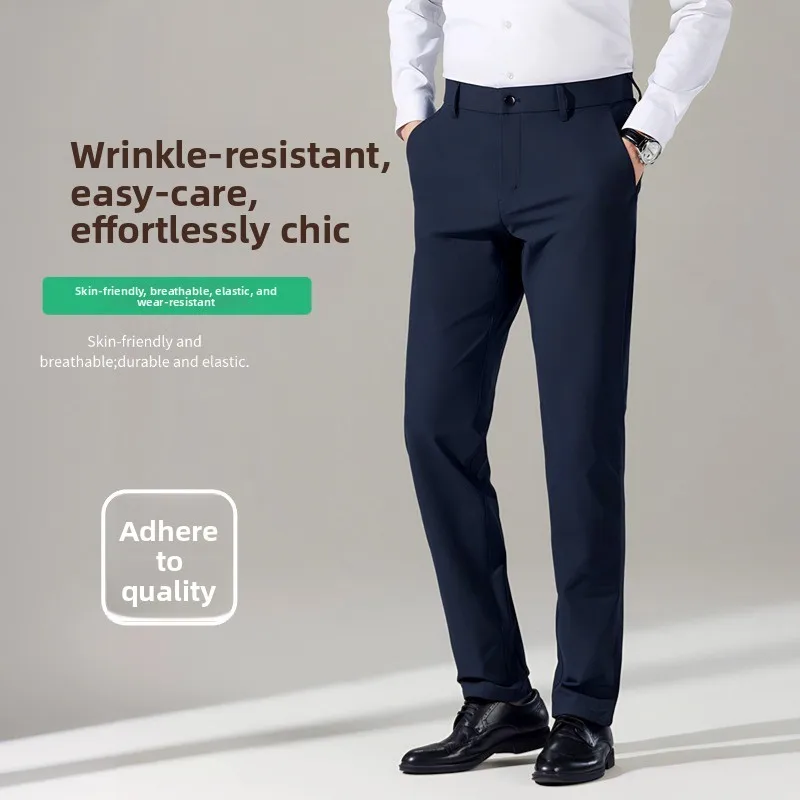 Suits Pants, Outdoor Middle-aged Business Fishing Travel Straight Pants Casual Pants, Stretchable and Breathable Men Suit Pants