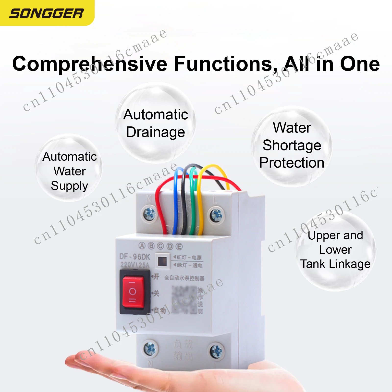 Auto Water Level Control Solenoid Valve 220V 24V 3 Wire Probe Float Switch for Tank Well Low Water Protection Sensor