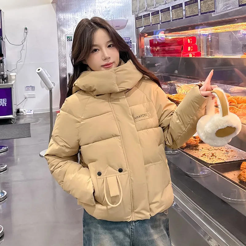 Women's New Fashion  Leisure Stand-up Collar Loose Version Feather Cotton Short Jacket Cute Design Small Short Cotton Clothing