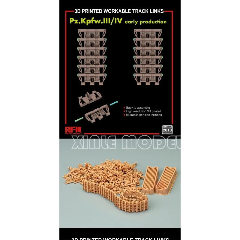 

Ryefield model 3D printing RM-2013 Workable track links for Pz. Kpfw. III /IV early production (3D printed) 1/35