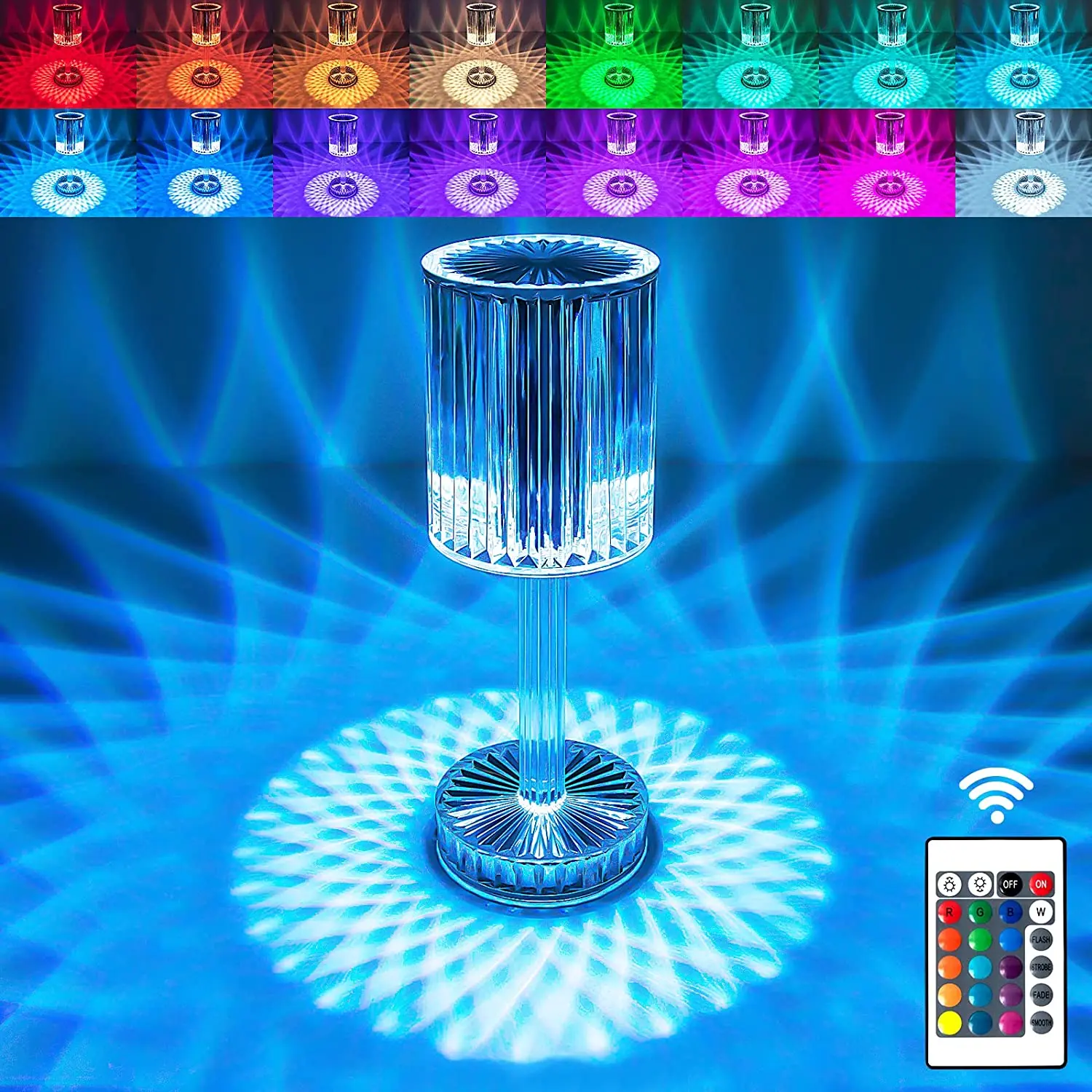 

Crystal Table Lamps USB Rechargeable Bedside Lamp LED Touch Night Lights Acrylic Home Decor 16 Color remote control Crystal Lamp