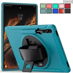 耐衝撃性携帯電話ケース,360回転の耐衝撃ケース,Samsungタブレット用,s6 sm-t860 s7 s8 s9 fe plus sm-x610 x710 x510