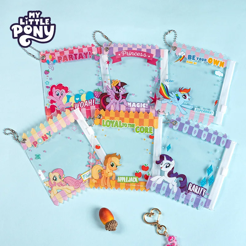 New Kawaii My Little Pony Ziplock Bag Pinkie Pie Twilight Sparkle Transparent Badge Protective Bag Keychain Hanging Storage Bag