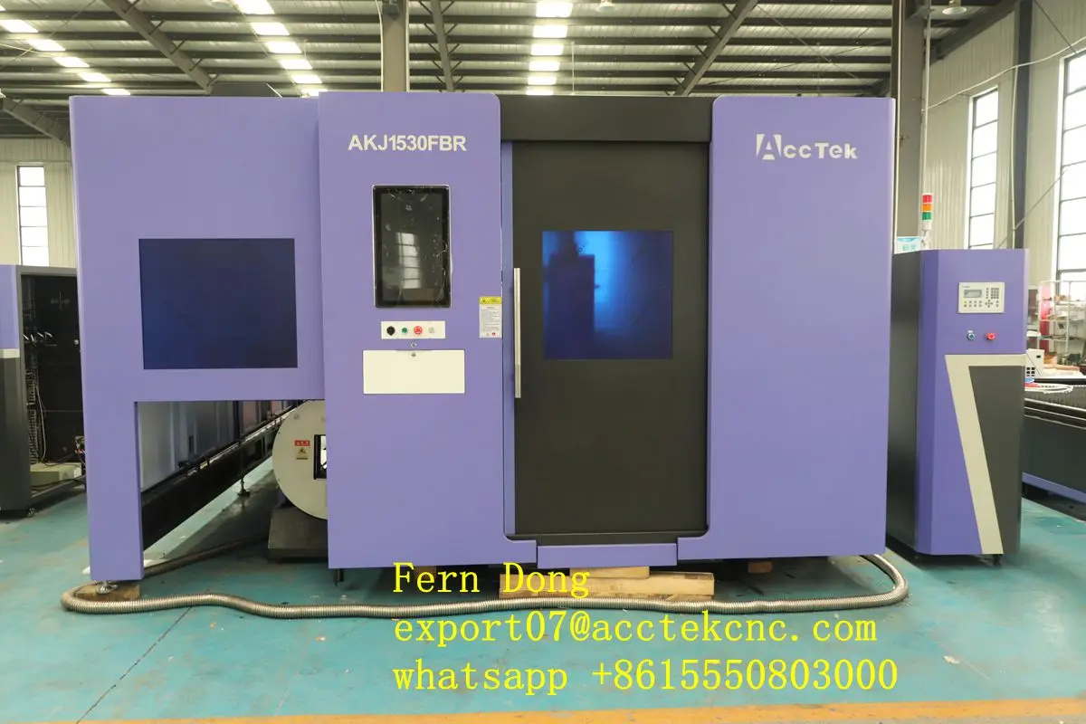 เครื่องตัดไฟเบอร์เลเซอร์พร้อมอุปกรณ์โรตารี่ เครื่องตัดไฟเบอร์เลเซอร์สําหรับโลหะและท่อ แหล่งเลเซอร์ 3000W