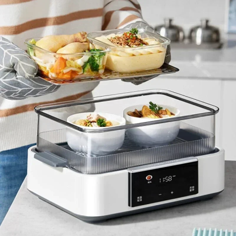 1PC 220v  Electric Steamer Domestic Large-capacity Cooking One Pot Intelligent Instant Steamer Full Transparent W