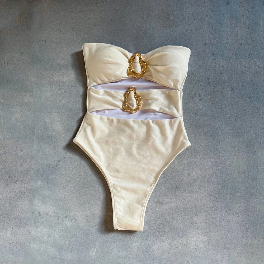 Oval One Piece Swimsuit 2025 New Sexy Swimwear Women Swimsuit Hollow Out Bathing Suit Beachwear Monokini Female Biquini Swim