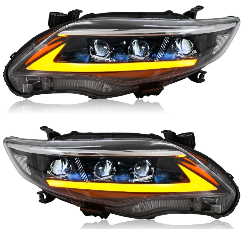 2 PCS Custom LED Projector Headlights for  Corolla 2011-2013 Upgrade Angel Eyes DRL High Low Beam Lamp Assembly