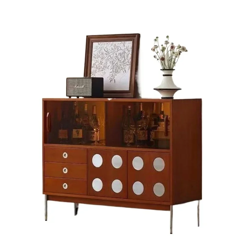 Solid wood dining side cabinet, wine storage cabinet, coffee locker, small apartment, light luxury storage, wall side cabinet