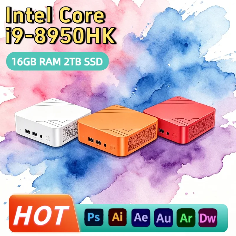 Intel i9 8950HK Mini PC 16GB RAM 2TB NVMe SSD Triple 4K Display WiFi6 High Performance Office Home Small Pro Unit