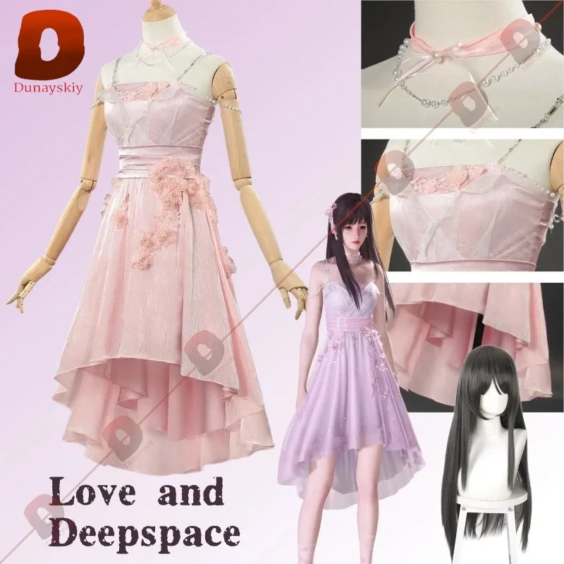 COSda@Game Love and Deepspace Flower Sea Hunter Pink Dress Princess Cosplay Skirt Accessories Set Outfits for Woman Girl Anime C