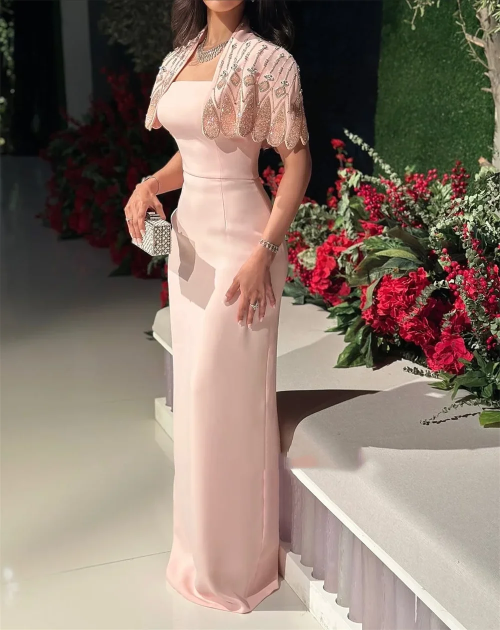 strapless evening dress Andrea & Leo A1035 Prom Long Strapless Floral Print Ball Gown