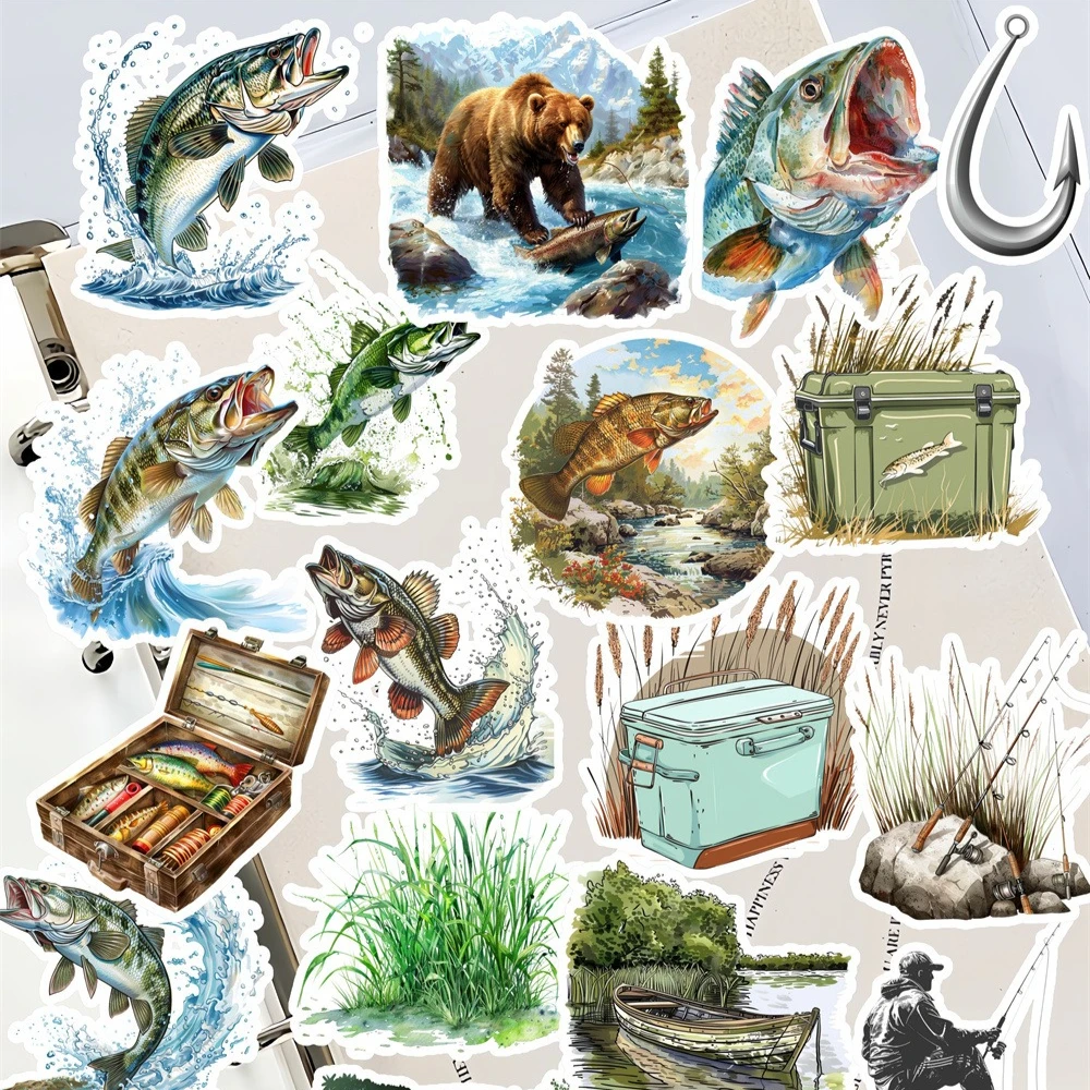 20pcs Cute Self-made Watercolor painting of ocean fishing Scrapbooking Stickers /Decorative Sticker /DIY Craft Photo Albums