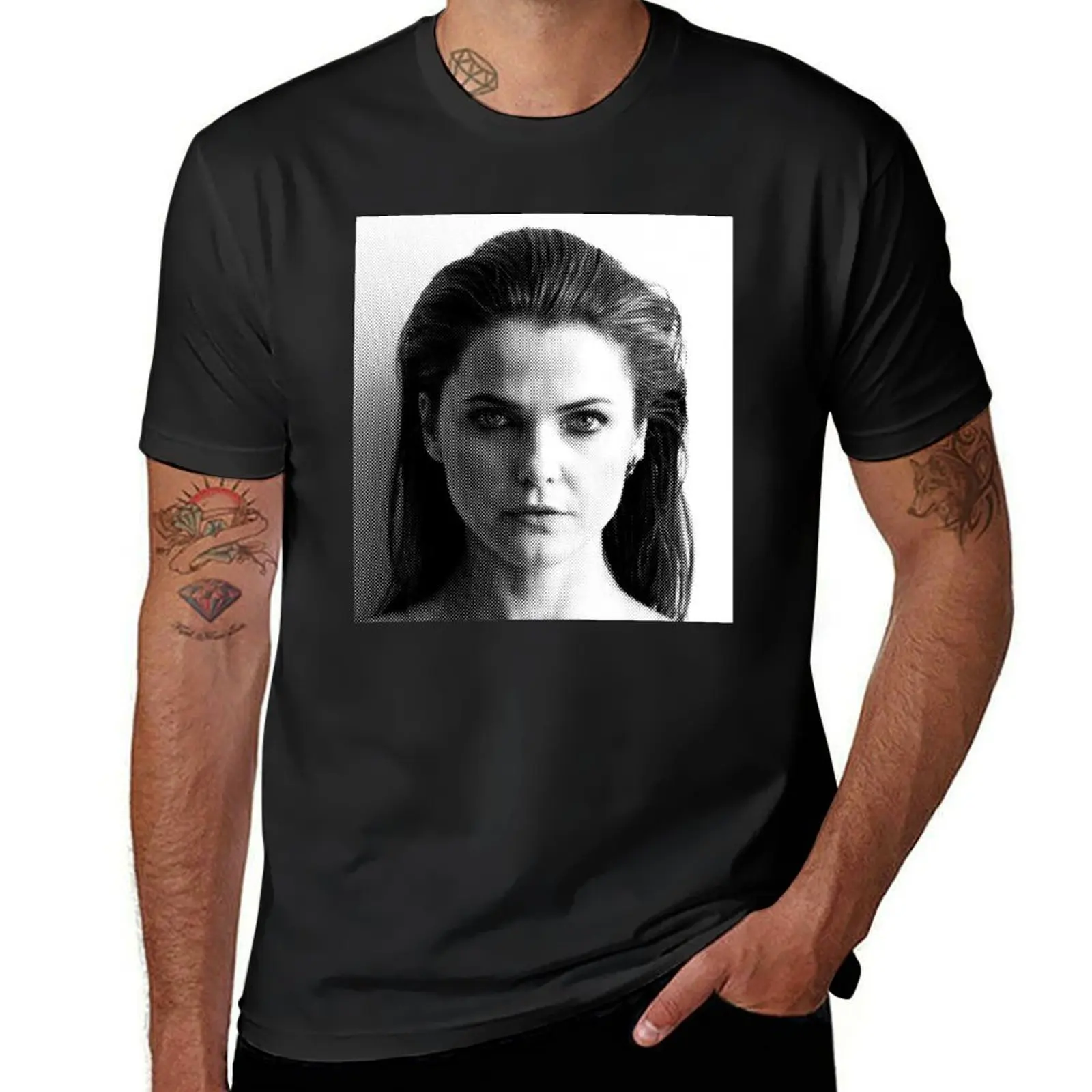 Keri Russell Black & White Portrait Made Of Dots T-Shirt animal prinfor boys Blouse mens t shirts