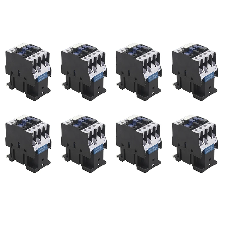 8X Power AC Contactor 1NO AC 220V 50/60Hz Coil Motor Starter Relay 32A 3-Phase-Pole