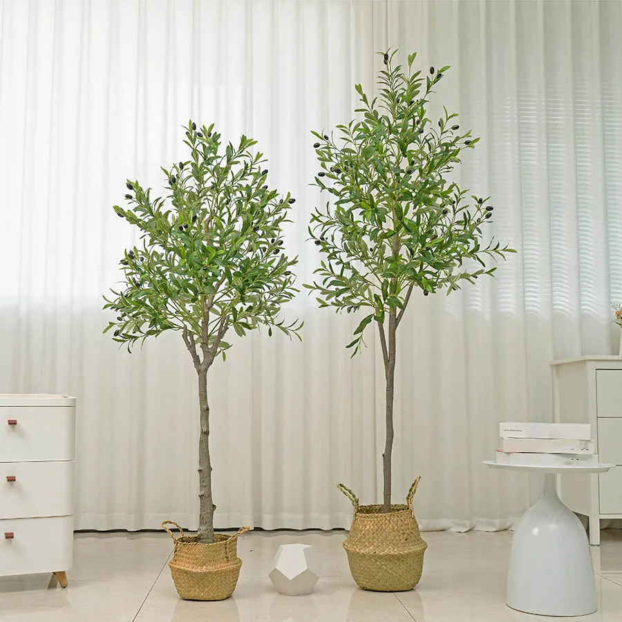 Olivo Artificial de 4/5/6 pies de alto, planta Artificial con fruta, decoraciones navideñas para Halloween, olivo con maceta para decoración de habitación