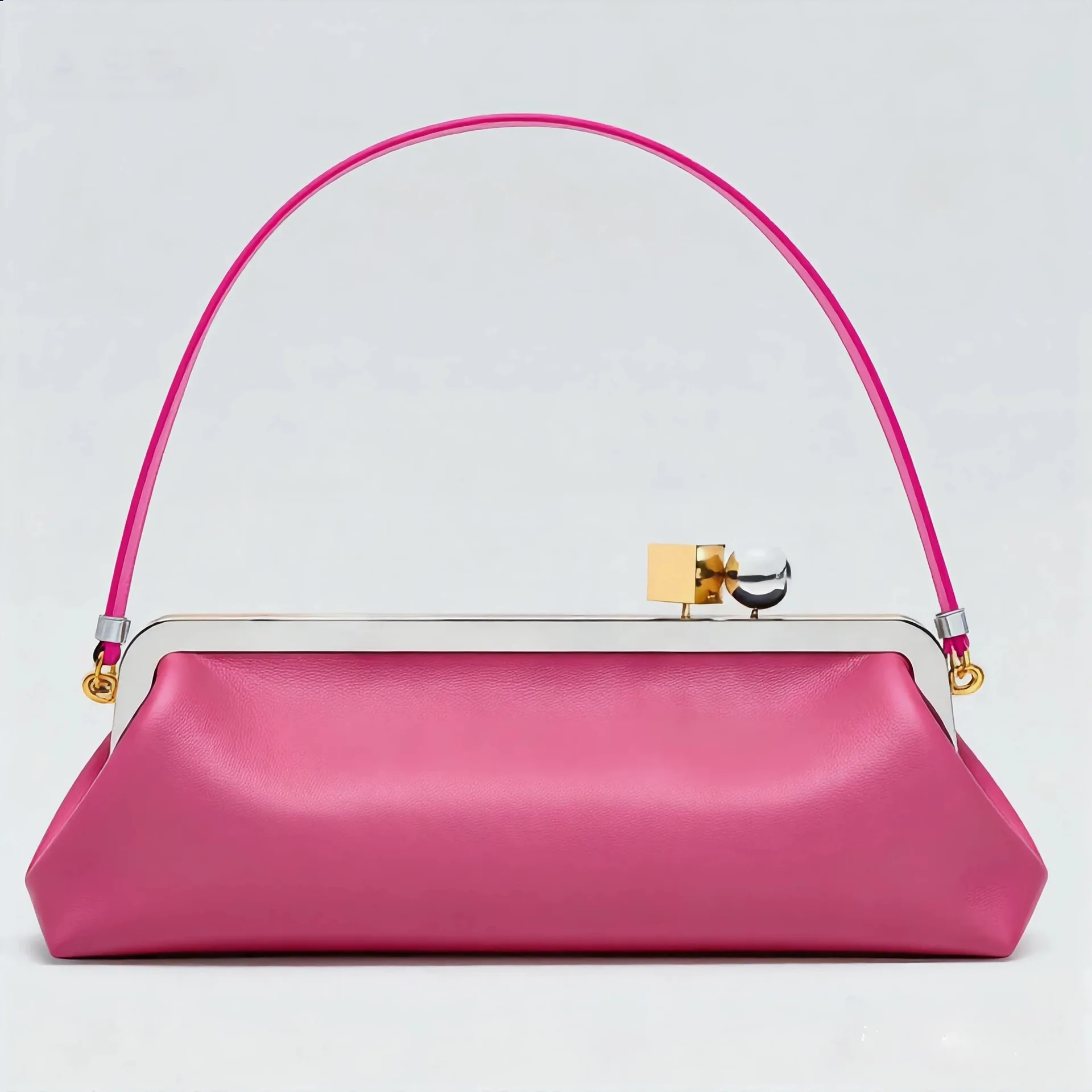 Fashion Long Clutch Bag for Women Luxury Designer Kiss Lock Women Shoulder Bags Elegant Party Purses Trend Underarm Bag 2026 image 5