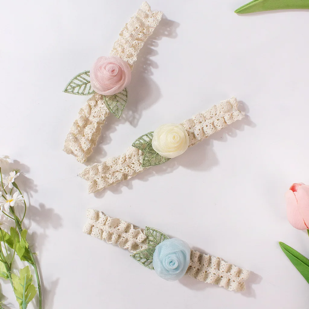 

New Infant Hairband 0-12M Sweet Lace Rose Baby Headband 3D Flower Girls Headwear Toddler Hair Accessory