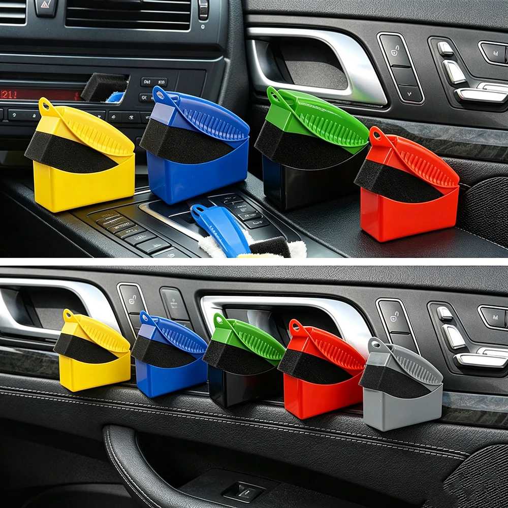 Auto ABS Washing Cleaning Tire Contour Dressing Applicator Pads Detail Tools Car Wheel Polishing Waxing Sponge Brush With Cover