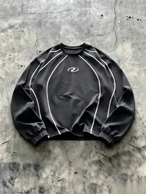 American Men's Autumn Letter Stripe Print micro Elastic Comfortable Round Neck Long Sleeved T-Shirt Outdoor Casual Sports Top 6
