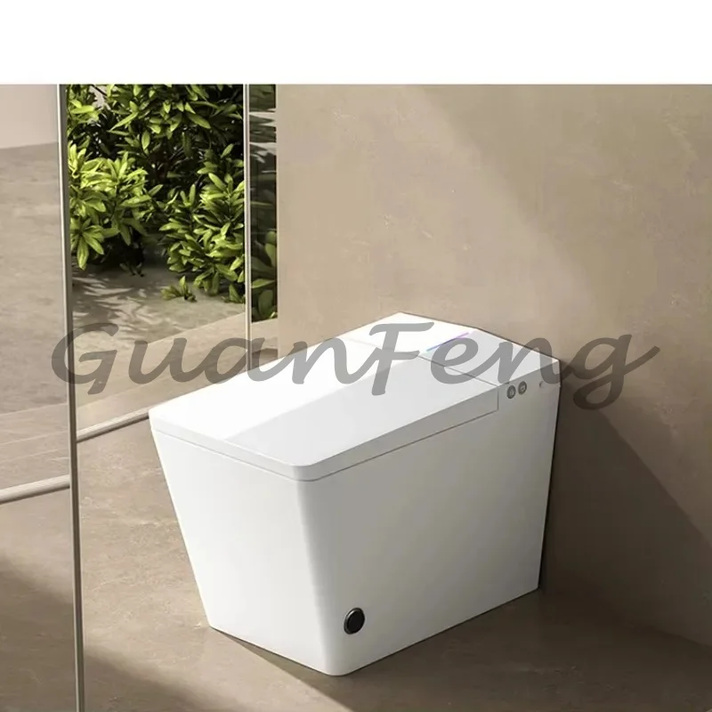 Intelligent Ceramic WC Toilet Automatic Commode with Square Bowl Shape Floor Mounted S/P-Trap Remote Control Included