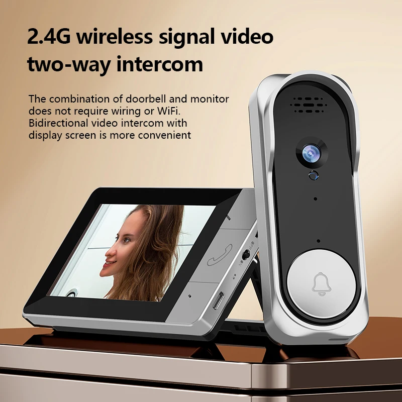 2.4Ghz Wireless Sigal Video Two-way intercom 4.3" Large Screen High Quality 480P Camera Visual Smart doorbell