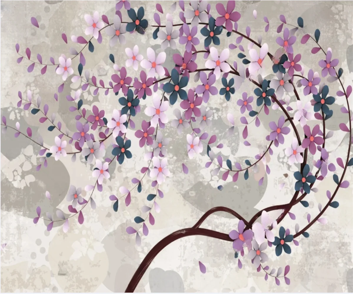 Custom mural tree flower Nordic modern stereo canvas material TV Hotel Master bedroom background wall 3d wallpaper papier peint