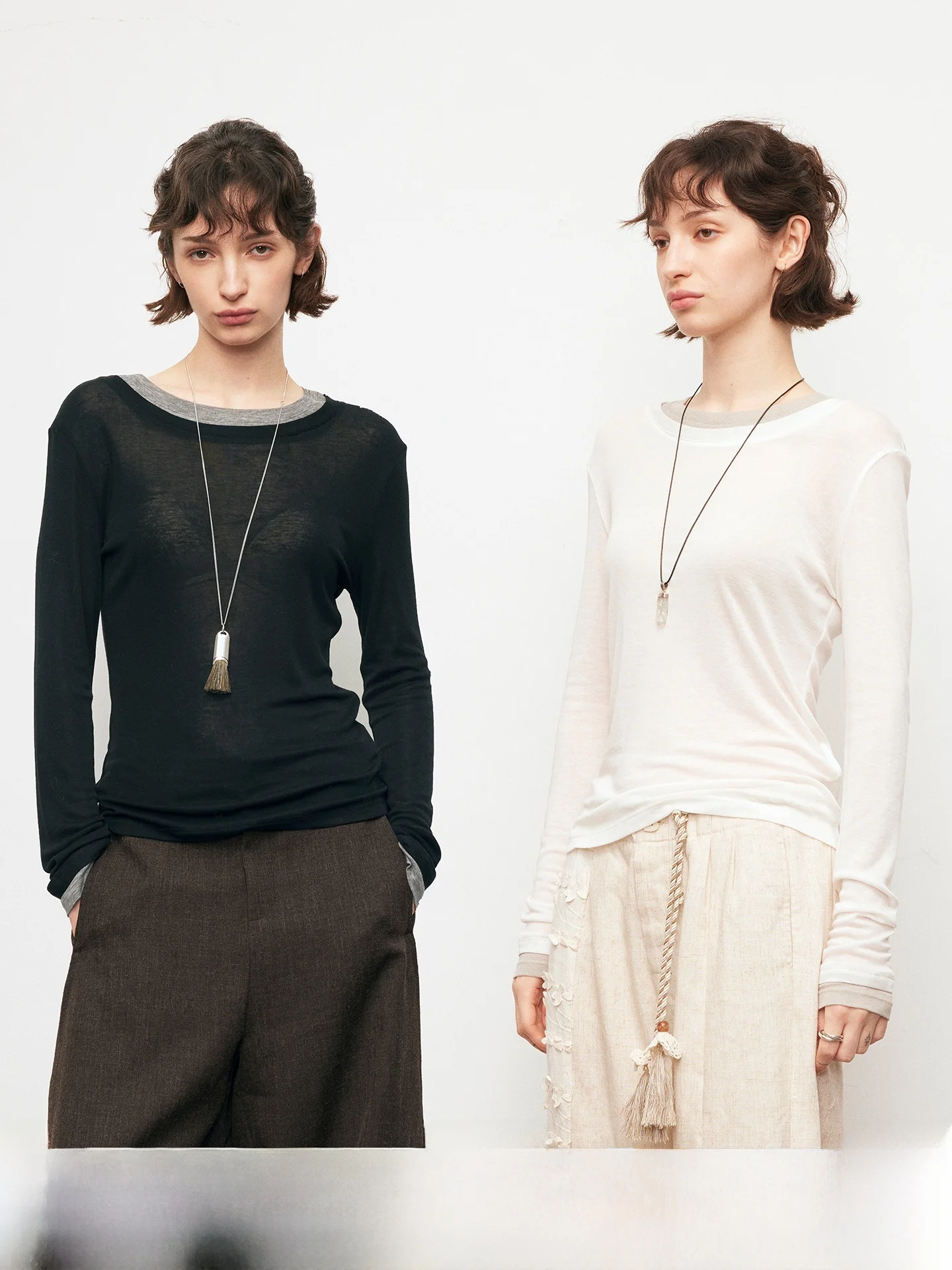 

Повседневная свободная длинная футболка Sve, круглая цветная блузка из смеси шерсти, женский топ из волокна Rellson, осенняя одежда для поездок на работу