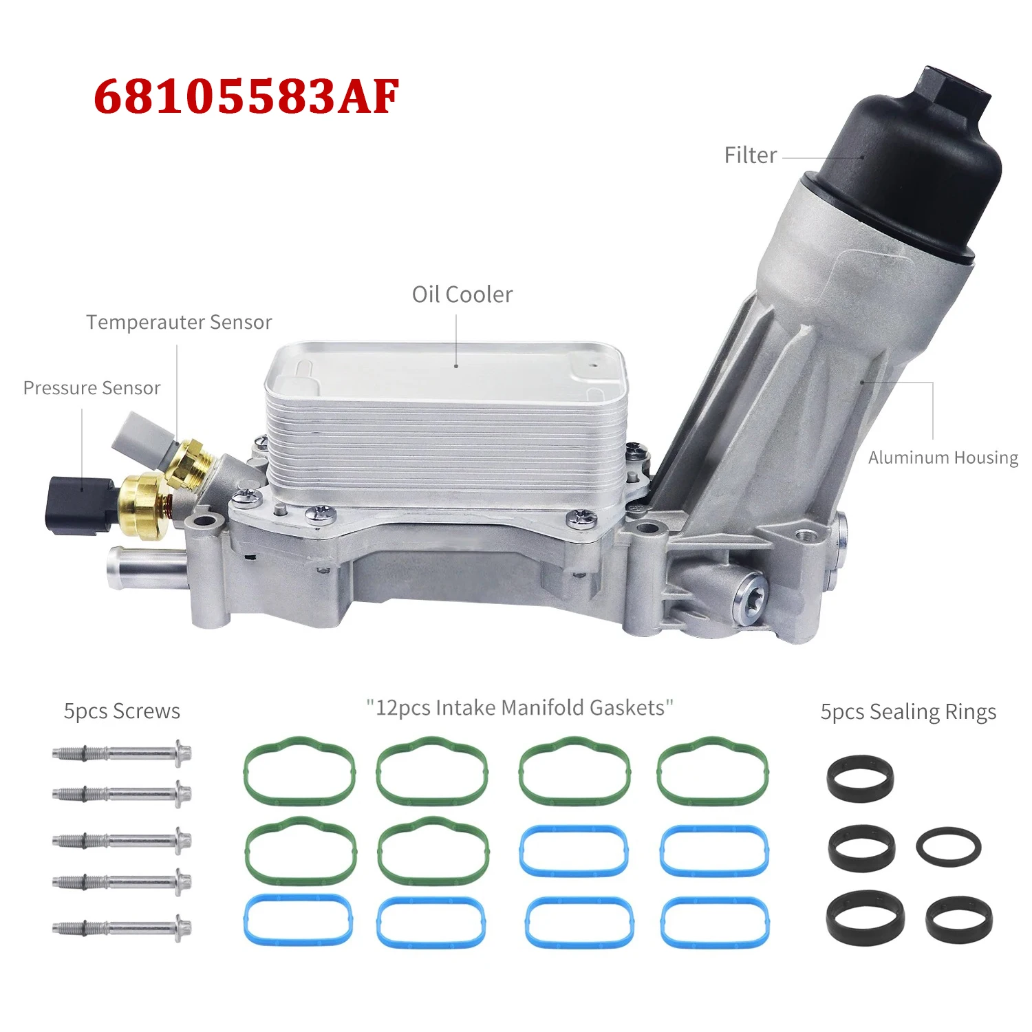 

68105583AF Engine Oil Cooler Filter Housing Assembly For 2011-2018 Chrysler Dodge Jeep Ram 3.6L V6 Pentastar