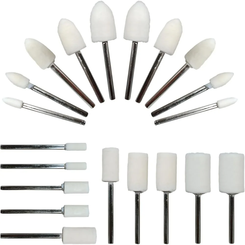 

20 шт. полировальные насадки для полировки, 2-образный автомобильный шерстяной фетр, мини-набор для полировки с хвостовиком 1/8 для вращающегося инструмента, дрель