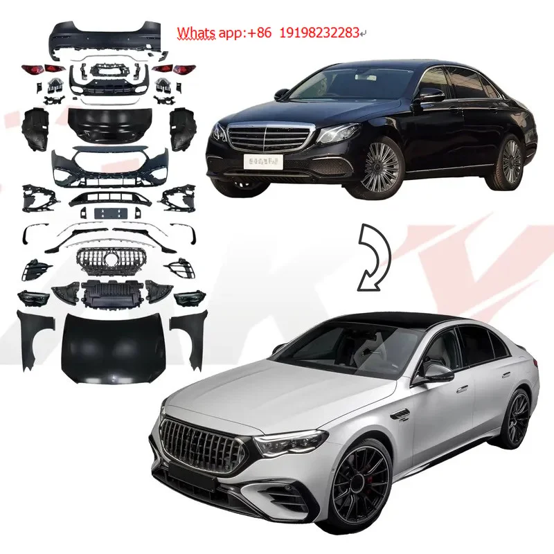 High quality Bodykit for Mercedes Benz E-class W213 2016-2023 to W214 E63 Bumper Headlight Plug and Play Hood Non Cutting