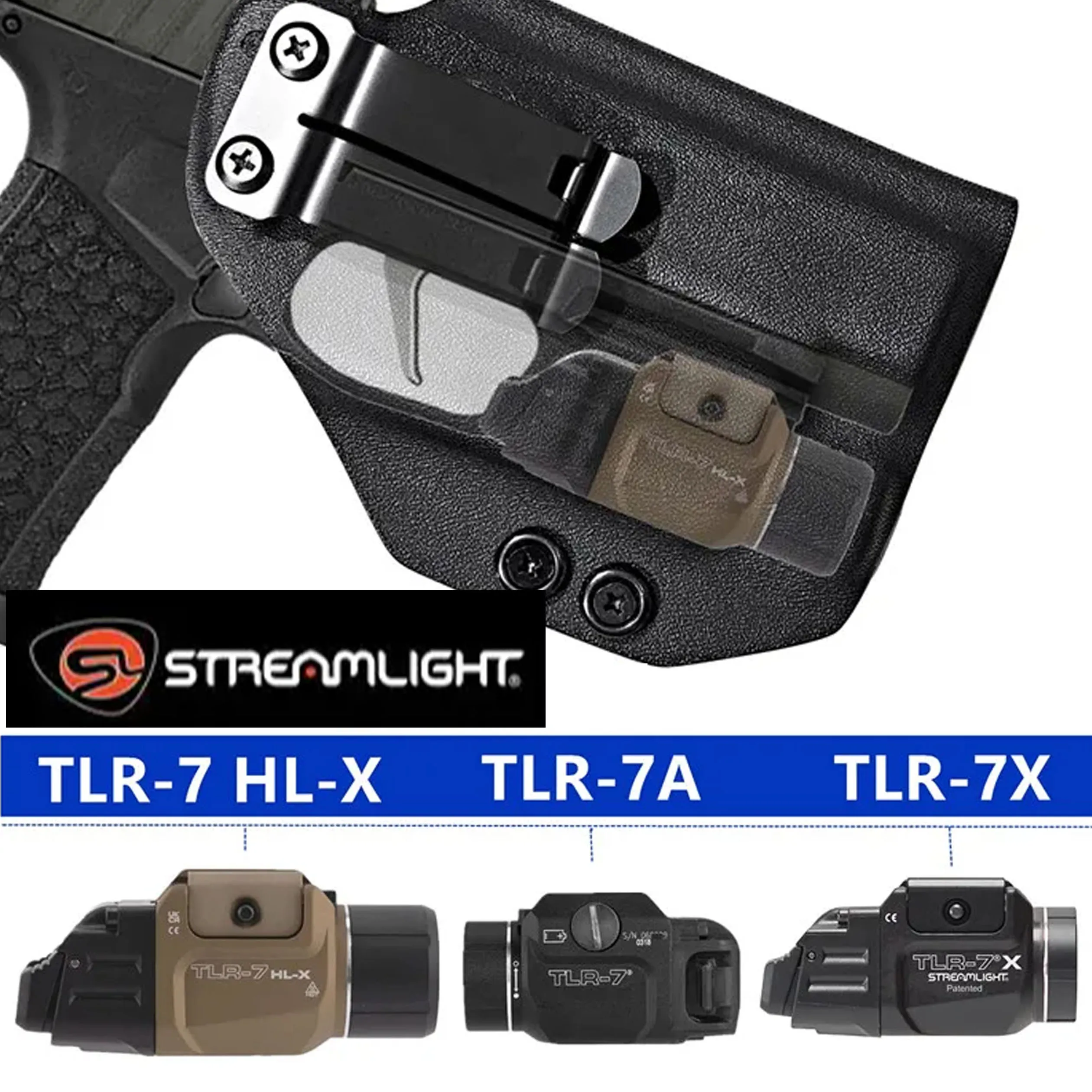 

Streamlight TLR 7 TLR 7X Tactical Scout Light Flashlight Holster Concealed Carry Inside Waistband Flashlight Inside Carry G17G19