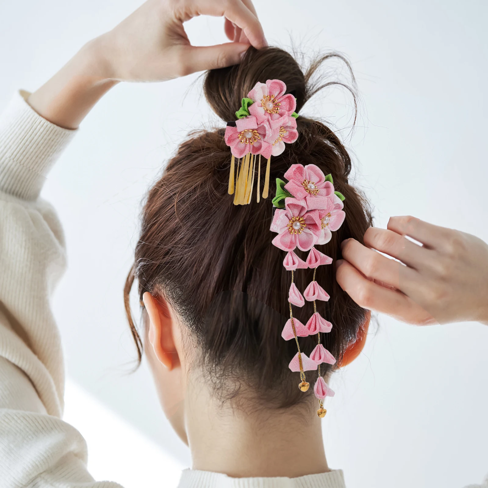 

2 pcs for Women Floral Headwear Elegant Hair Accessories Fashion Head Decor Flower Tiaras Kanzasi Hanfu Party Wear Hair Styling