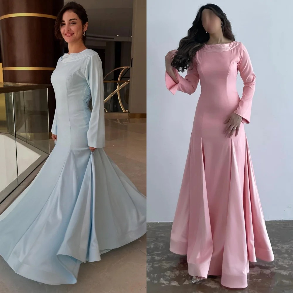 

Customized Jersey Bow O-Neck Backless A-line Long Dresses Bespoke Occasion Elegant Simple High Quality Homecoming Party Gown