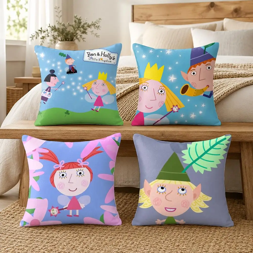 Ben And H-hollys Little Kingdom Cushion Cover Soft Short Plush Pillow Cover Smooth Cozy Texture Cushion Case Home Decor