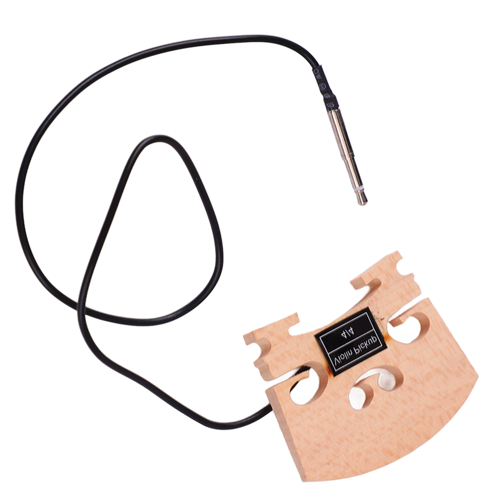 

4/4 Violin Bridge with Internally Mounted Piezo Pickup, Maple Wood and Metal Material, 4 x 5.1 x 0.5cm Size, 2.5mm Plug, 1
