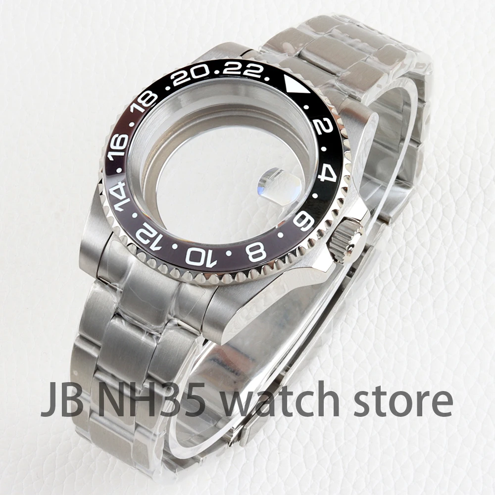40mm NH35 Case and Brushed Oyaster Bracelet for GMT NH34 NH35 NH36 movement Sapphire Stainless steel 28.5mm Dial SUB Watch Cases
