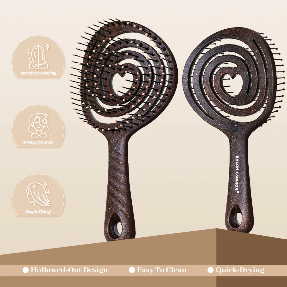 Escova de cabelo com cerdas de javali, 1 peça, para massagem no couro cabeludo, para mulheres, pente para cabelos molhados e cacheados, antiestático, ferramentas de cabeleireiro para salão de beleza.
