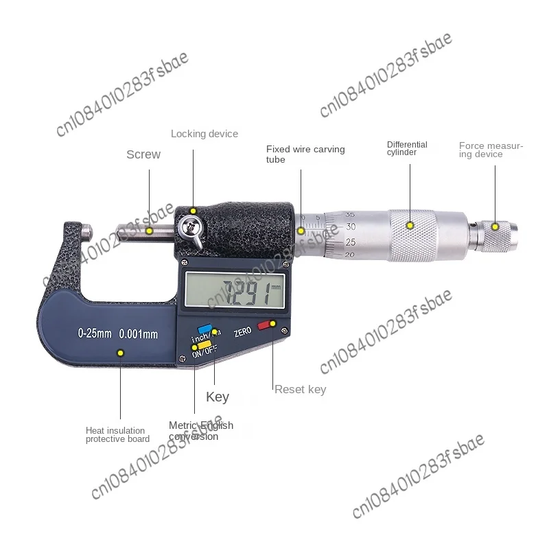 Special Measuring Head Digital Micrometer Pipe Wall Thickness Double Tip 0-25mm Outside Diameter