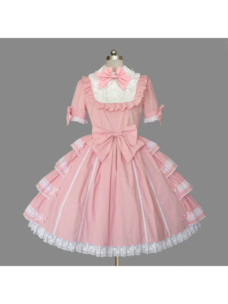 

2025 New Lolita Dress Sweet Op Short Sleeve Dress Performance Dress Short Skirt Lolita Female Pink Maid Dress