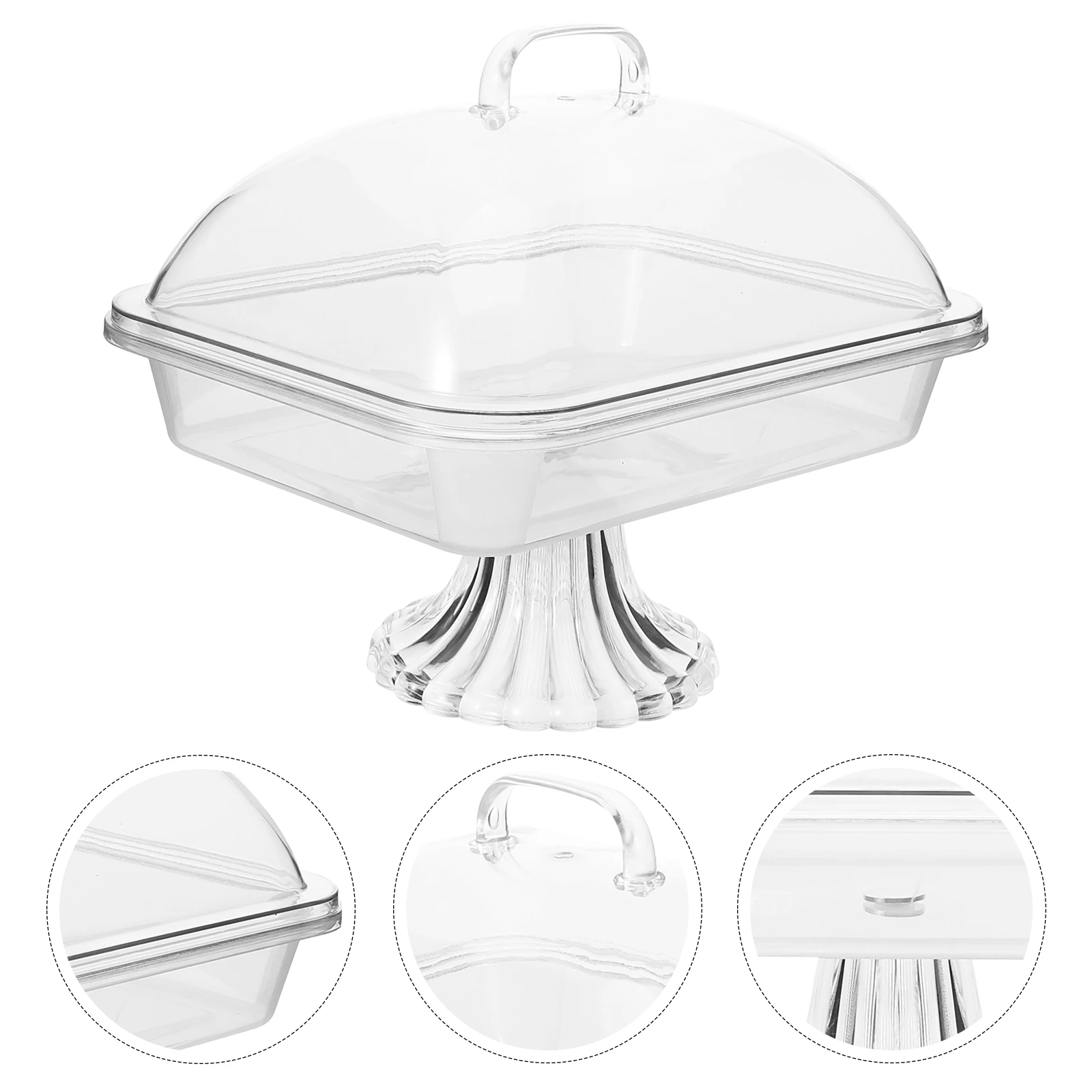 

Transparent PC Preservation Tray 27cm Dust-proof Cake Stand Dome Cover Multifunctional Plate Party Snack Fruit Dessert Display