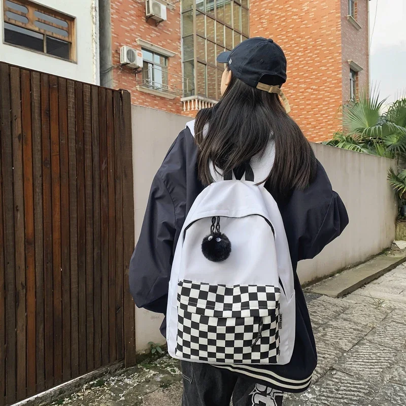 JOYPESSIE-Mochila a cuadros para mujer, bolso hombro ocio a la moda, resistente al agua, para ordenador portátil, Mochila de viaje