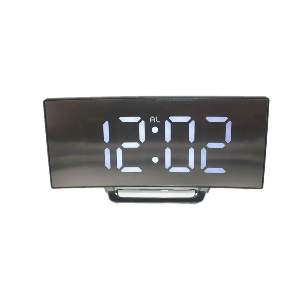 

Mirror Alarm Clock LED Lit Display Large Easy Read Face Mute Operation Stable Base for Bedroom Home Use White LED Alarm Clock