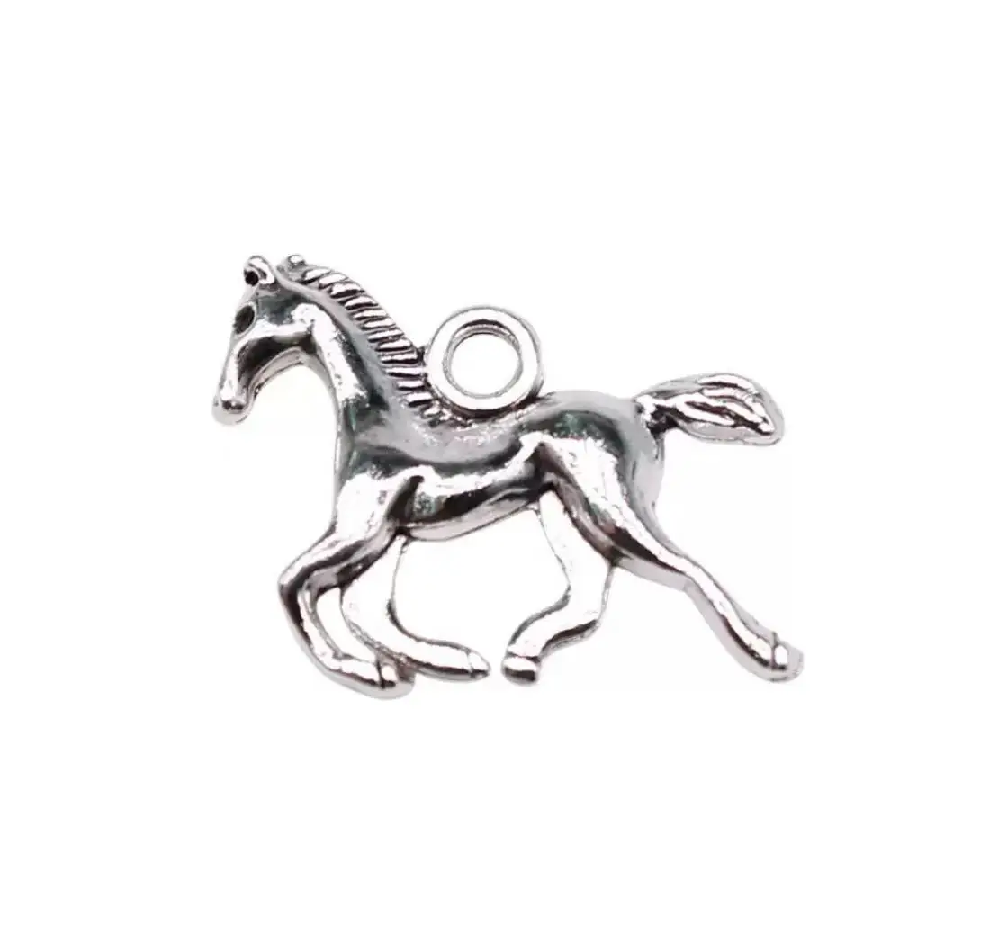 15pcs 18*14.7mm hole 1.8mm tibetan silver 3D running horse charms for jewelry making HWEF1496